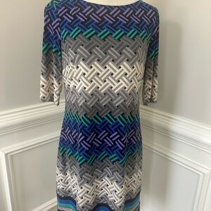 Eliza J Geometric Dress in Blue and Purple